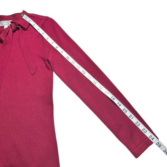 Signature by Bobbie Bee | Women | Red Stretch Knit Bow LS Mini Dress | Small - Picture 7 of 12
